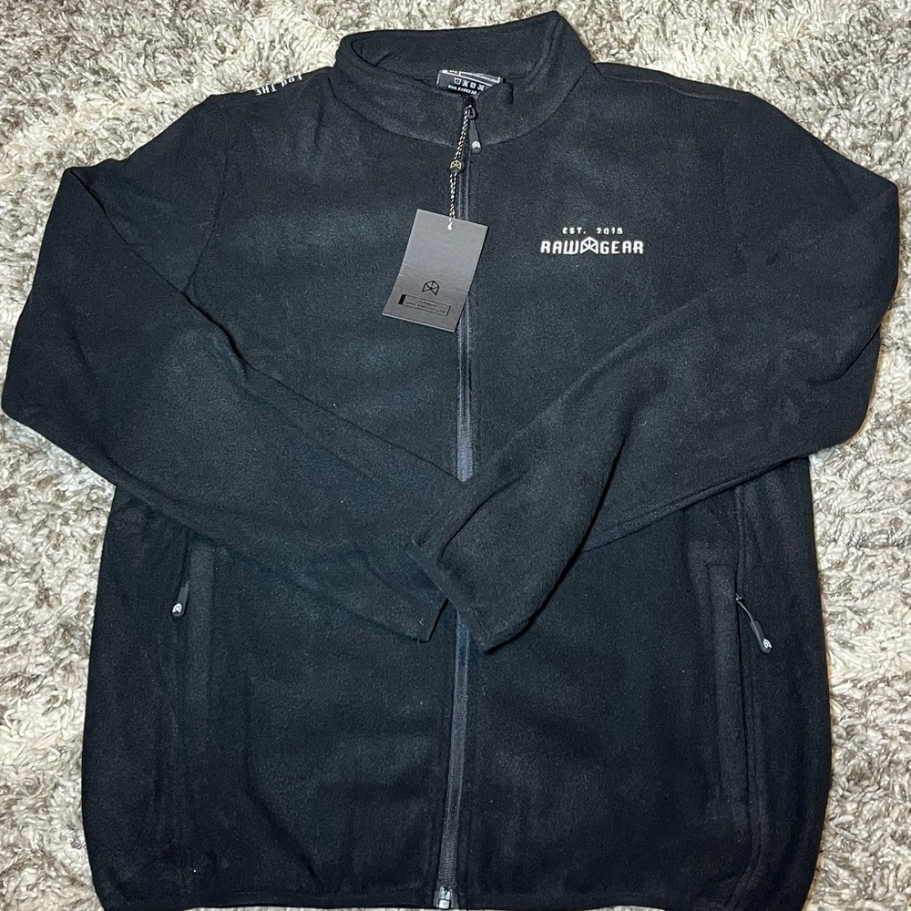 Raw Gear Men's Black Zip-Up Fleece Sweater